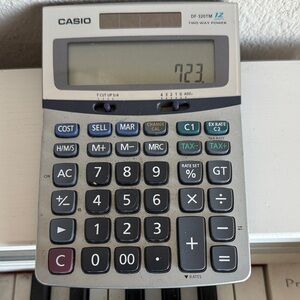 Vintage Casio DF-320TM Two-Way Power Calculator - Silver and Black